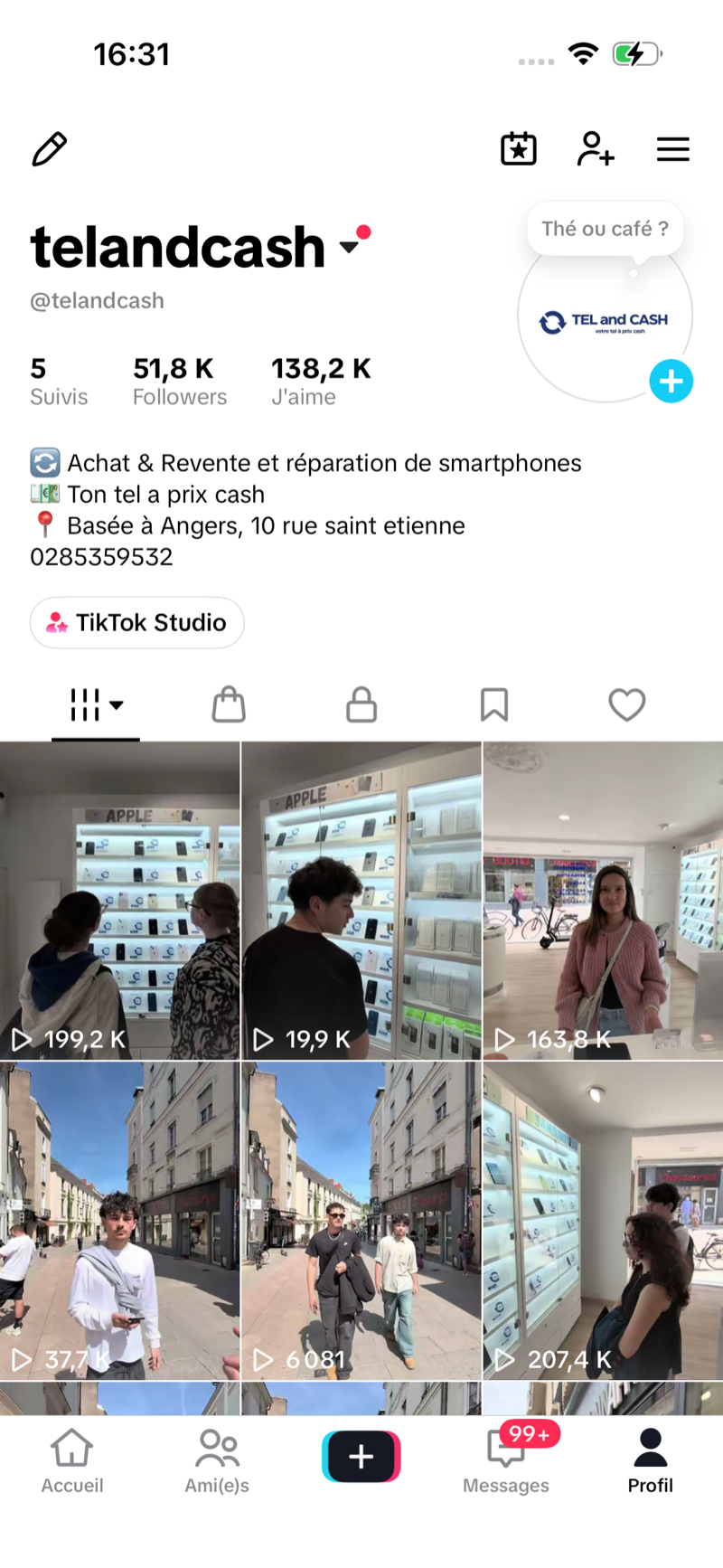 Tell and Cash — compte TikTok après